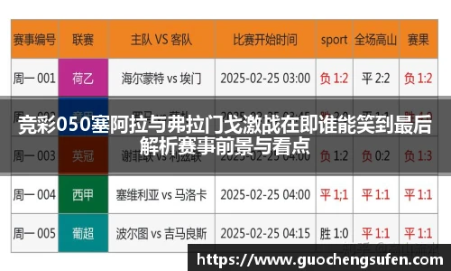 竞彩050塞阿拉与弗拉门戈激战在即谁能笑到最后解析赛事前景与看点
